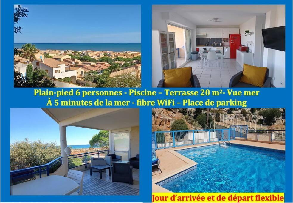Plain-pied, Terrasse, Piscine, Pleine Vue Mer, A 6' A Pied, Parking, Wifi Apartment Fleury (Aude)
